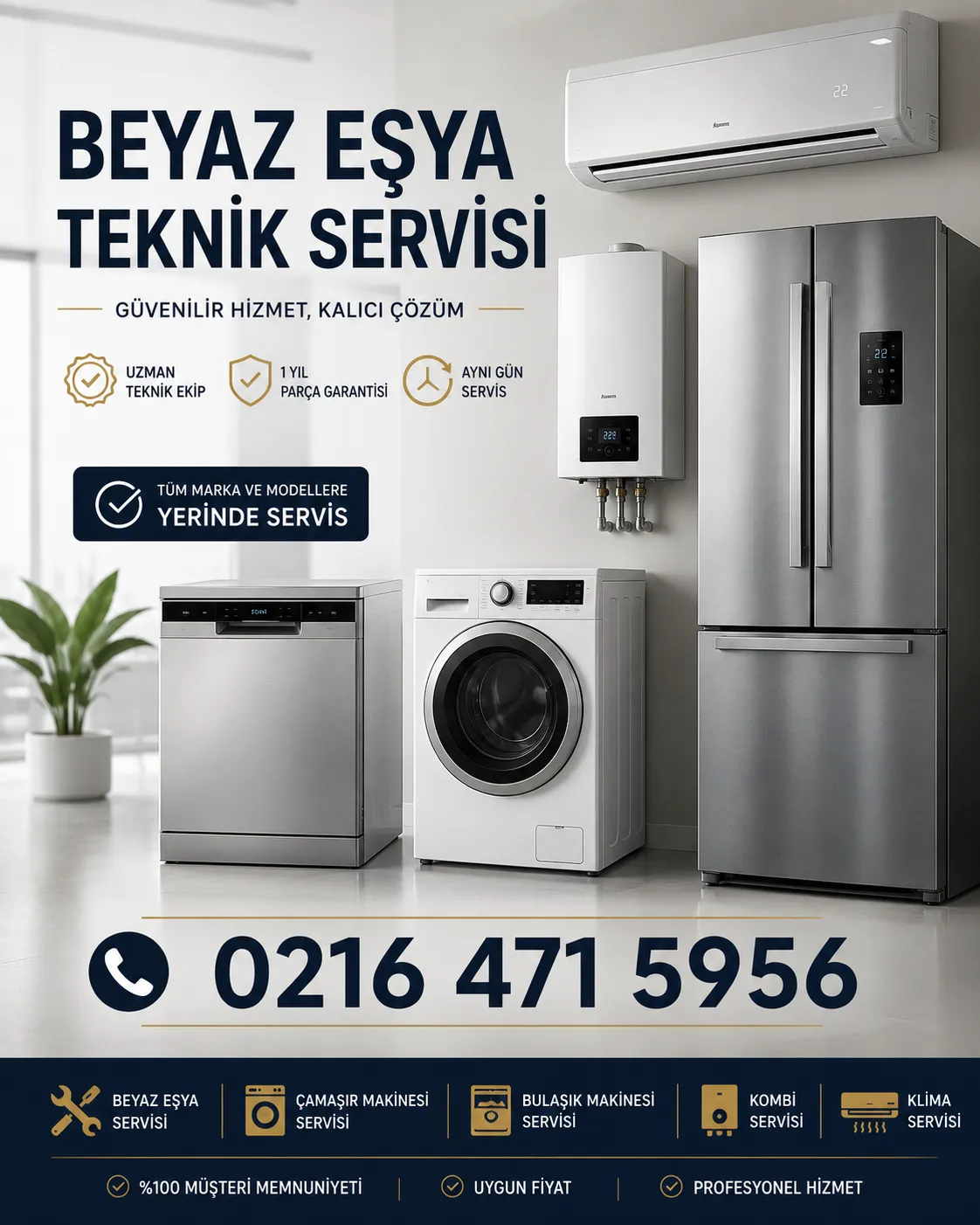 Beyaz eşya, klima ve kombi teknik servisi
